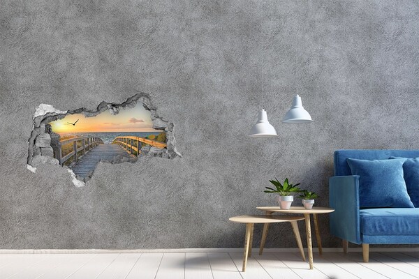 3D Wandtattoos Mauerdurchbruch Sonnenuntergang über dem Meer