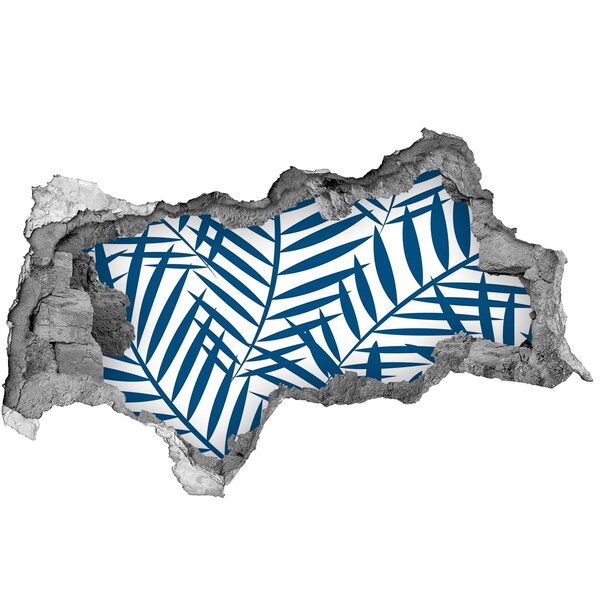 Mauerdurchbruch Aufkleber Tropische Blätter in einem Loch in der Wand