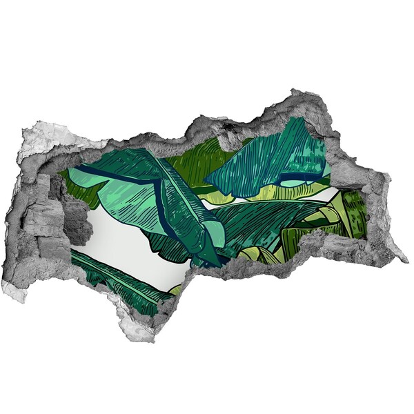 3D Wandtattoos Mauerdurchbruch Tropischer Garten mit Bananenblättern