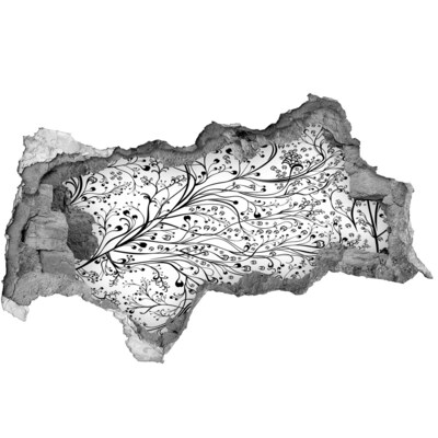 Wandbilder 3D Mauerdurchbruch Blumenmuster an der Wand