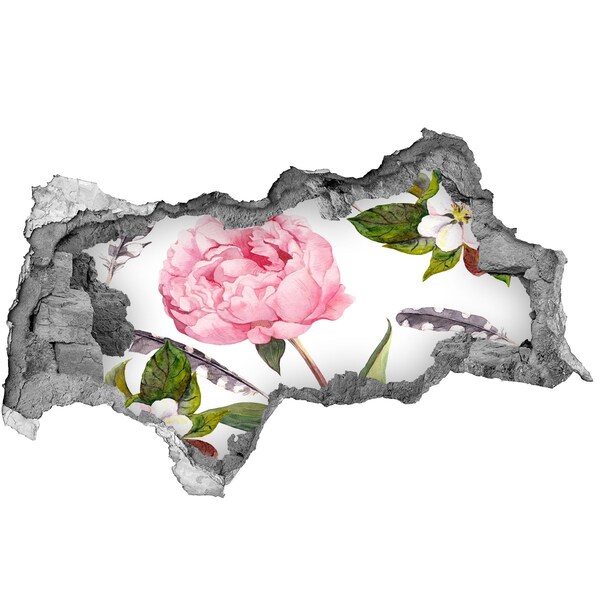 Mauerdurchbruch Aufkleber Blumenwandbild durch ein Loch in der Wand