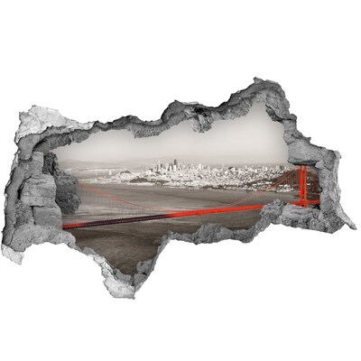 Mauerdurchbruch Aufkleber Blick auf San Francisco mit der Golden Gate Bridge