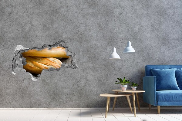 Wandtattoos Mauerdurchbruch Frische Baguettes in der Wand