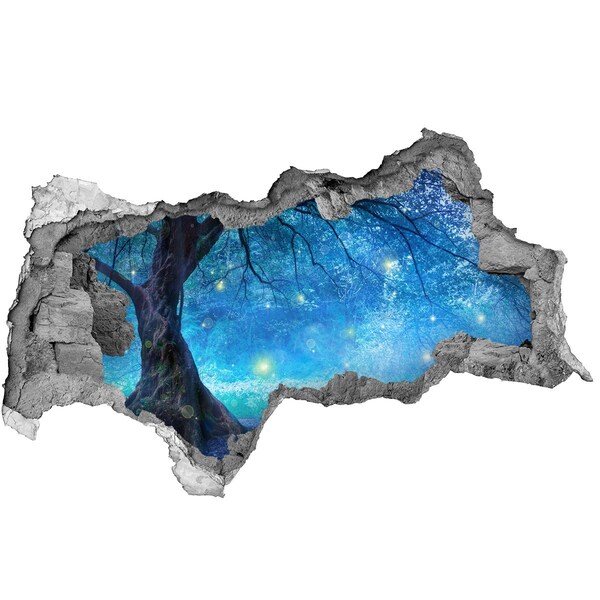 Wandbilder 3D Mauerdurchbruch Zauberwald im Mondlicht