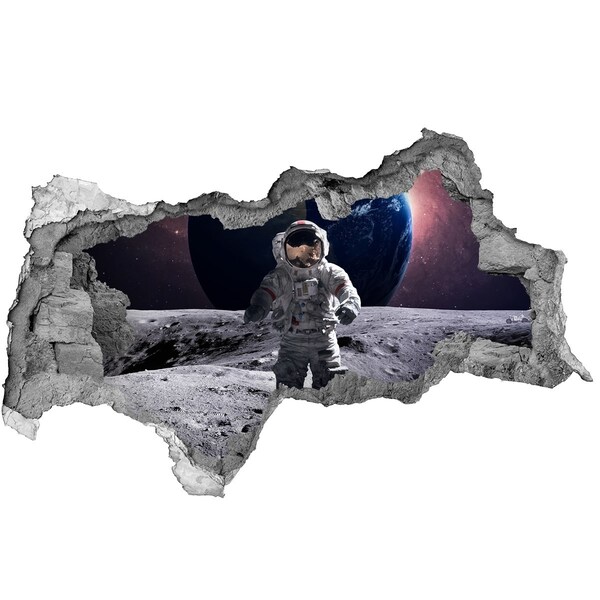 Wandbilder 3D Mauerdurchbruch Astronaut auf dem Mond