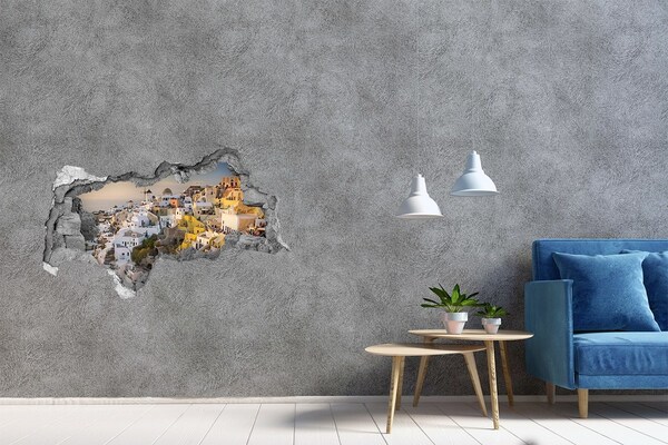 3D Wandtattoos Mauerdurchbruch Santorini in Griechenland