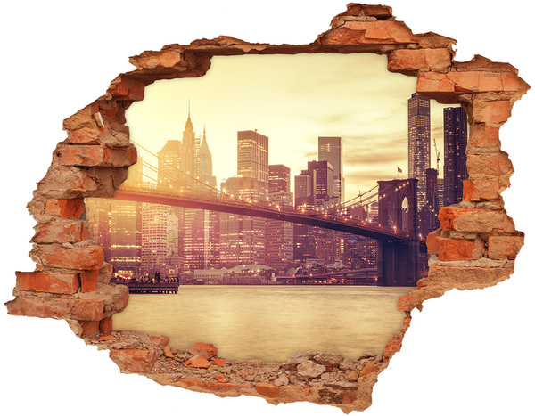Wandtattoos Loch in der Wand Brooklyn Bridge bei Sonnenuntergang