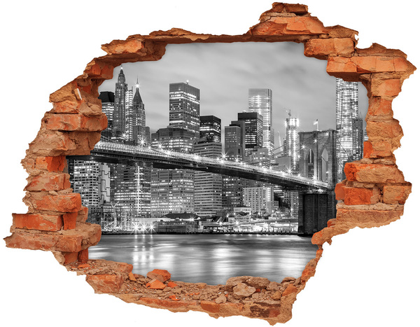 3D Loch Aufkleber Brooklyn Bridge in New York