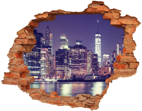 Wandtattoos 3D Optik Loch New Yorker Skyline bei Nacht