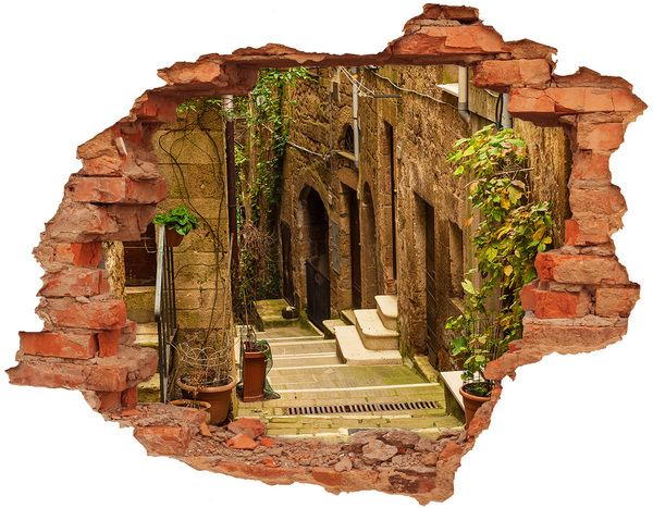 3D Loch Aufkleber Eine charmante Straße in der Stadt