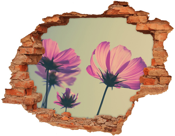 3D Loch Aufkleber Blumen durch ein Loch in der Wand