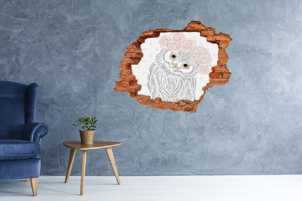 Wandtattoos 3D Optik Loch Eule mit Rosen