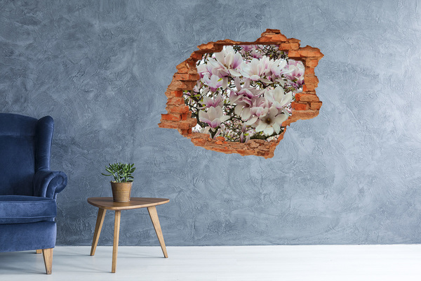 Wandbilder 3D Mauerdurchbruch Magnolien-Blumenparadies
