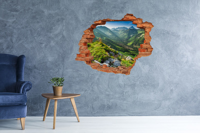 Wandtattoos Loch Berglandschaft durch ein Loch in der Wand