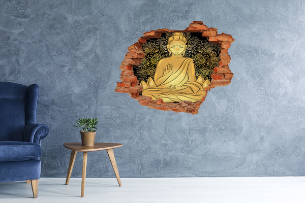 Wandtattoos 3D Optik Loch Goldener Buddha, umgeben von einem Mandala