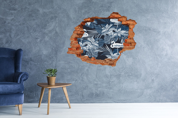 Wandbilder 3D Mauerdurchbruch Tropisches Paradies mit Flamingos