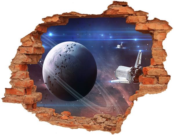 Wandtattoos 3D Optik Loch Weltraumreise durch ein Loch in der Wand