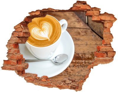 3D Loch Aufkleber Kaffee in einer zerbrochenen Wand