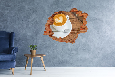 3D Loch Aufkleber Kaffee in einer zerbrochenen Wand