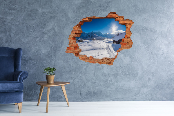 3D Loch Aufkleber Winterliche Berglandschaft