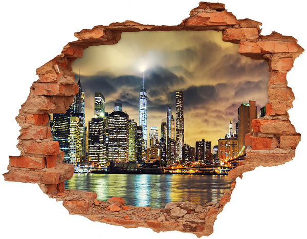 Wandtattoos 3D Optik Loch New Yorker Skyline bei Nacht