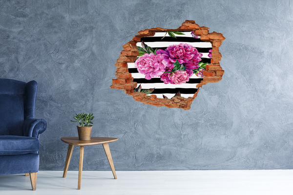 3D Loch Aufkleber Blumenwandbild „Loch in der Wand“