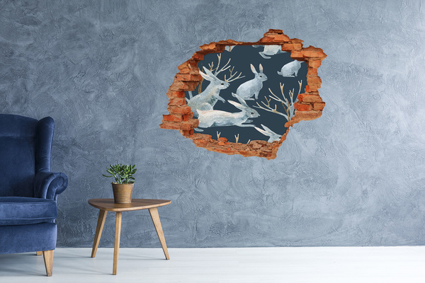 Wandbilder 3D Mauerdurchbruch Kaninchen in den Tiefen des Meeres