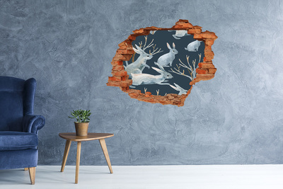 Wandbilder 3D Mauerdurchbruch Kaninchen in den Tiefen des Meeres