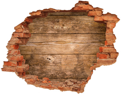 Wandbilder 3D Mauerdurchbruch Eine beschädigte Mauer mit Holzplanken