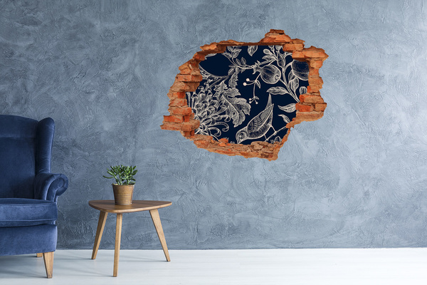 3D Loch Aufkleber Ein Vogel vor dem Hintergrund von Vegetation