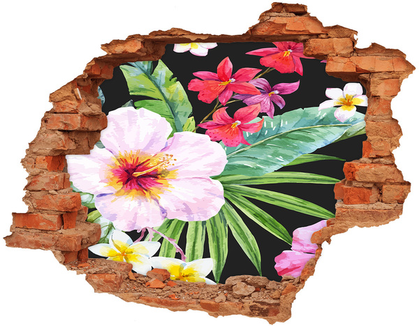 Wandtattoos Loch in der Wand Tropisches Paradies mit Blumen