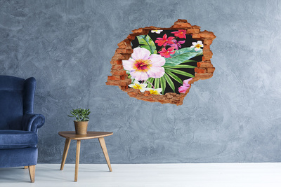 Wandtattoos Loch in der Wand Tropisches Paradies mit Blumen