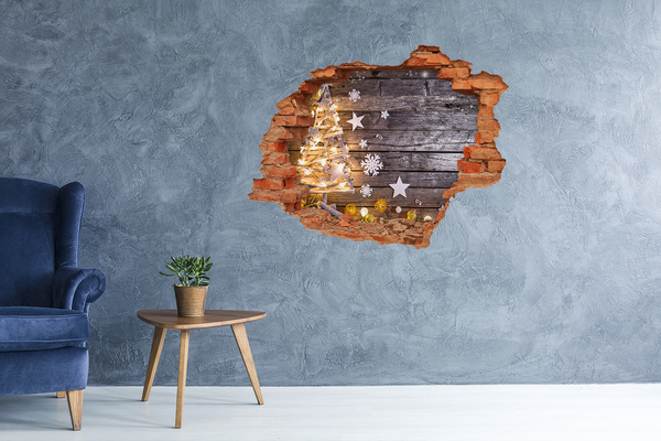 Wandtattoos Loch in der Wand Winterlandschaft mit Weihnachtsdekoration