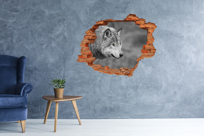 Wandbilder 3D Mauerdurchbruch Wolf in einem Loch in der Wand