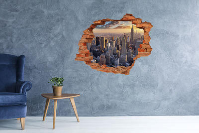 3D Loch Aufkleber Blick auf New York