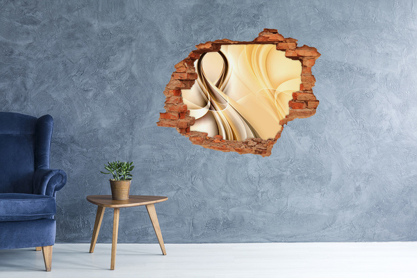 3D Loch Aufkleber Goldene Abstraktion in einem Loch in der Wand