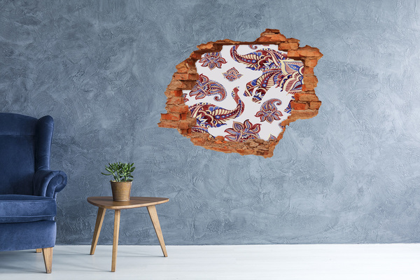 3D Loch Aufkleber Bunte Muster in einem Loch in der Wand