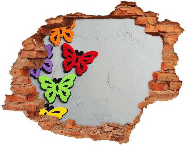 Wandtattoos 3D Optik Loch Bunte Schmetterlinge in einem Loch in der Wand