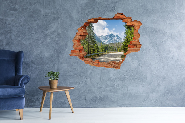 3D Loch Aufkleber Berglandschaft hinter dem Loch in der Wand