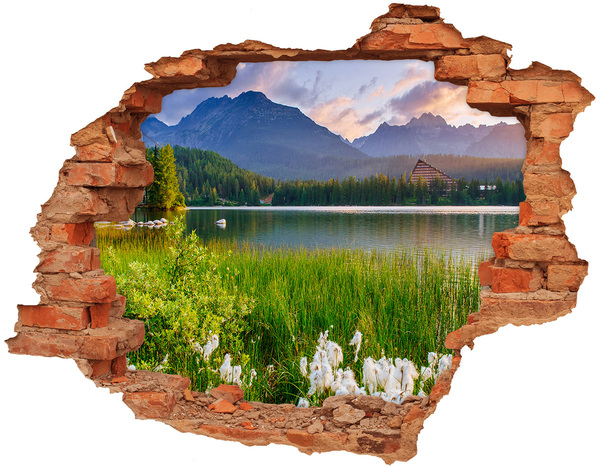 Wandtattoos 3D Optik Loch Berglandschaft am See
