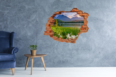 Wandtattoos 3D Optik Loch Berglandschaft am See