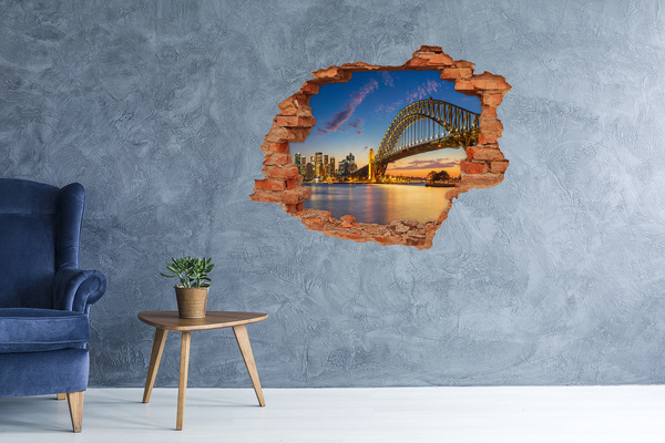 3D Loch Aufkleber Sydney Bridge bei Sonnenuntergang