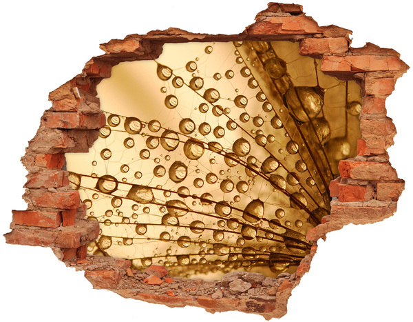 Wandbilder 3D Mauerdurchbruch Ein goldener Tropfen auf dem Betonhintergrund