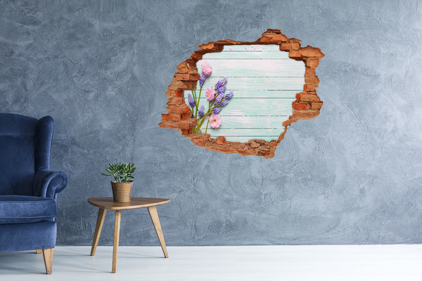 3D Loch Aufkleber Blumenansicht durch die Wand