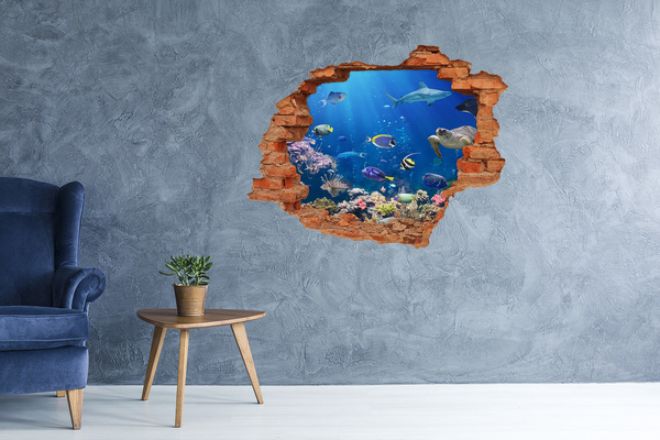 Wandtattoos Loch in der Wand Eine Unterwasserwelt voller Fische