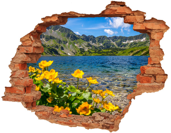 3D Loch Aufkleber Berglandschaft am See