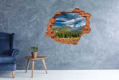 3D Loch Aufkleber Berglandschaft mit Wald