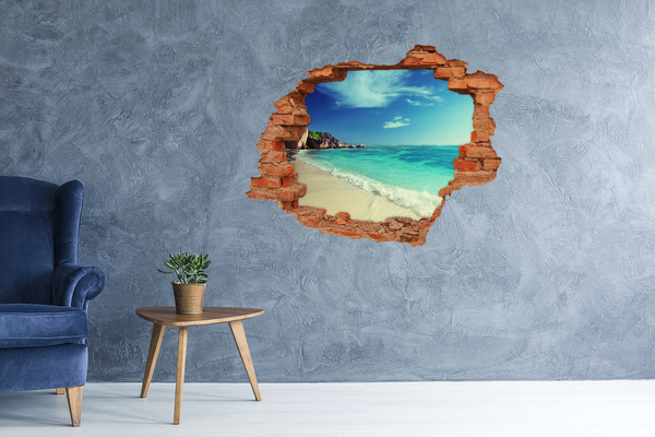 3D Loch Aufkleber Karibischer Strand durch ein Loch in der Wand