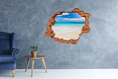 Wandtattoos 3D Optik Loch Karibischer Strand durch ein Loch in der Wand