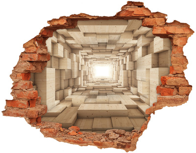 Wandbilder 3D Mauerdurchbruch Holzlabyrinth in der Wand